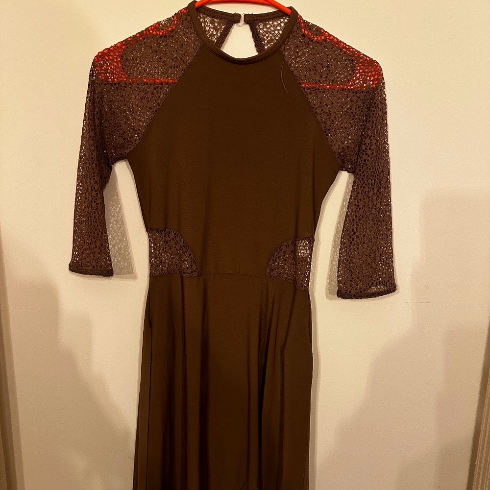 Weissman brown contemporary costume w/ cut outs